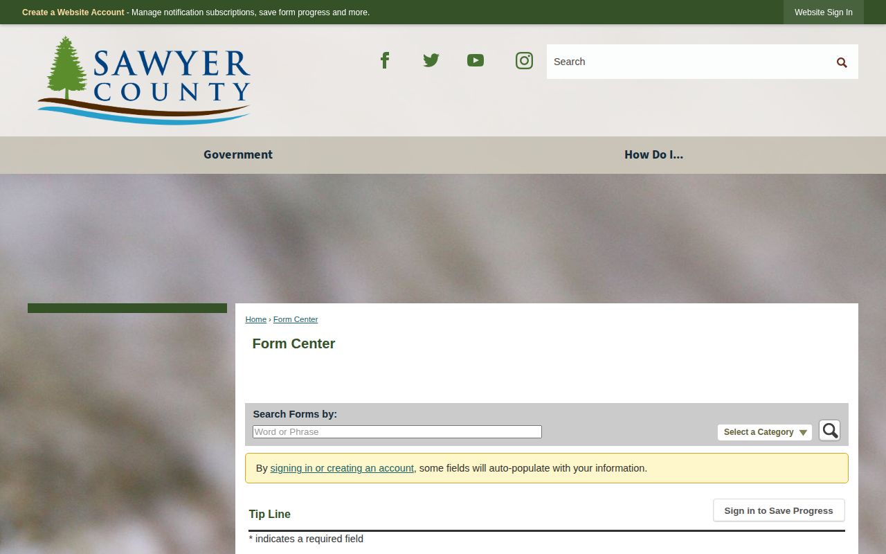 Sawyer County Sheriff Tip Line page for submitting official information